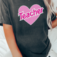 Retro Teacher Shirt, Doll themed Teach t shirt, Pink heart teach Apparel, Unisex Comfort Colors