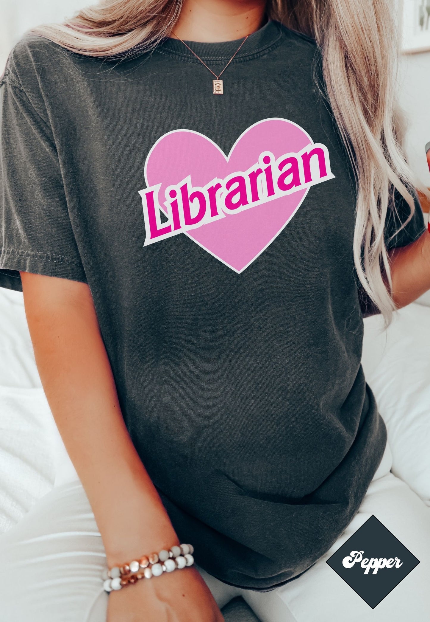 Pink 90s Librarian shirt, Doll themed librarian, Librarian Heart Shirt, Unisex Comfort Colors® 1717