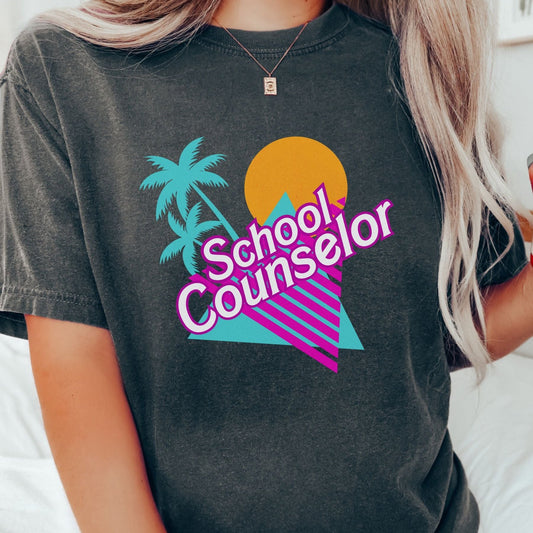 Comfort Colors 90s School Counselor Tee, Malibu school counselor graphic Tee, gift for school counselor