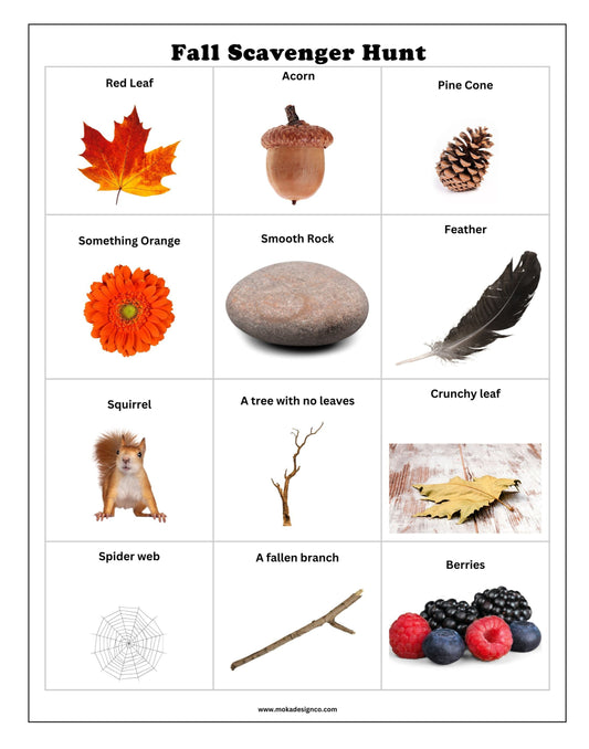 Outdoor Fall Scavenger Hunt Activity for Kids, Free Printable Activities