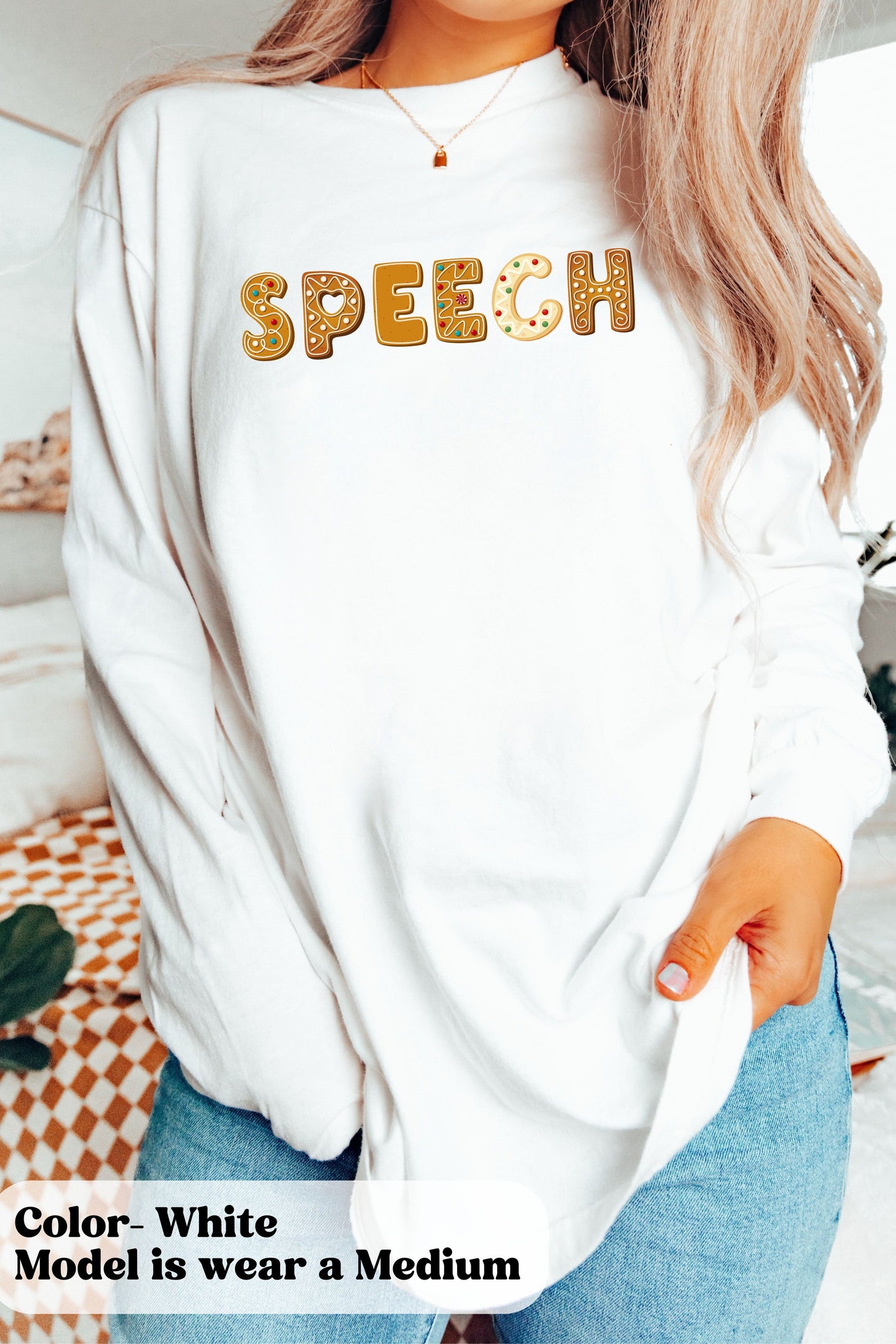 Christmas Cookie Speech Long Sleeve Shirt, Holiday Speech Therapy shirt, cute slp slpa apparel, gift for speech therapist