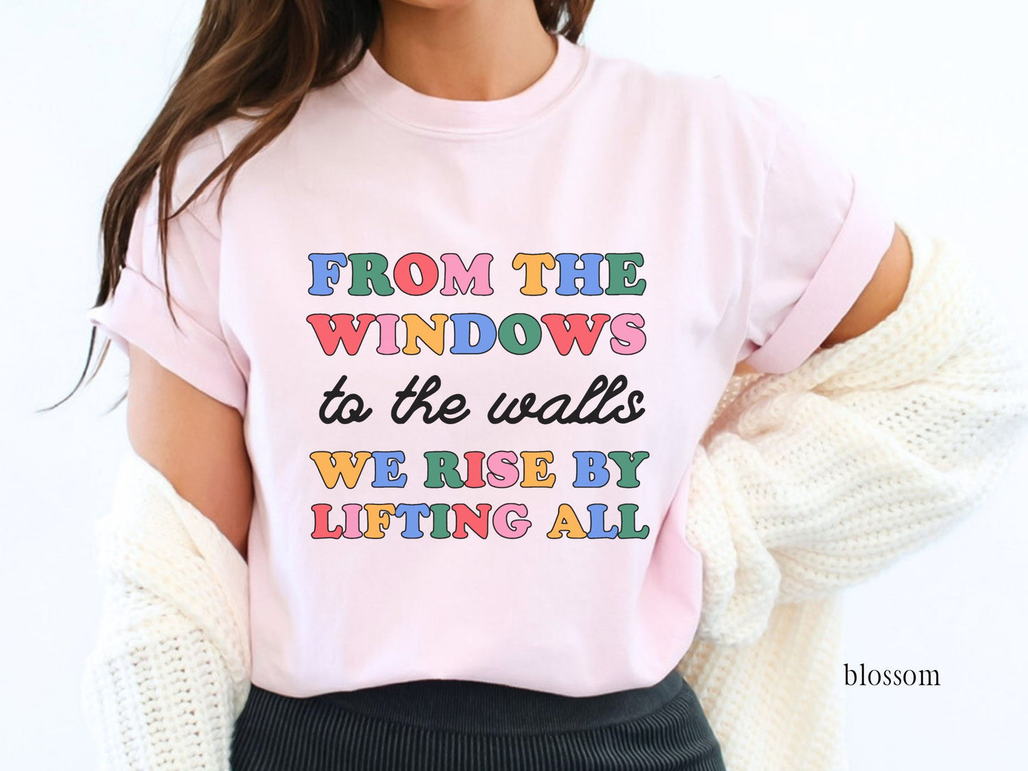 We Rise by Lifting All, Inclusive Teacher T-Shirt, Equity & Kindness Graphic Tee