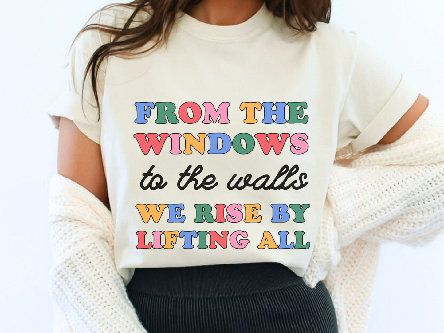 We Rise by Lifting All, Inclusive Teacher T-Shirt, Equity & Kindness Graphic Tee