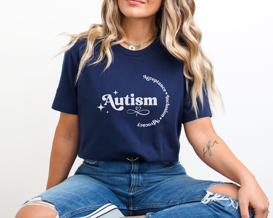 Autism Awareness and Acceptance T Shirt, Retro ASD t shirt, Minimalist Inclusion Bella Canvas tee
