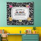 Personalized Classroom Tapestry, Retro Composition Book Teacher Name Sign, Welcome Banner Back to School Decor, Custom Grade Wall Art