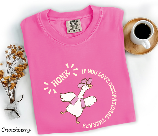 Honk If You Love Occupational Therapy Shirt, Goose OT T-Shirt, Cute OT Gift for Therapists, Students, Clinicians