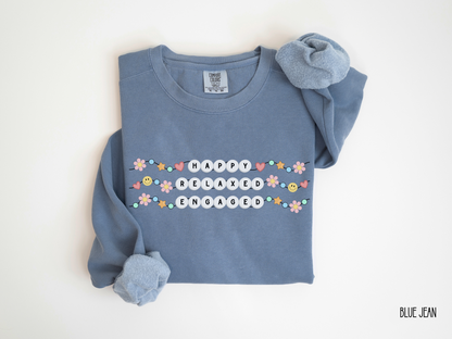 Happy Relaxed Engaged Sweatshirt, ABA Therapist Crewneck, Gift for Rbt Bcba, Behavior Analyst Apparel