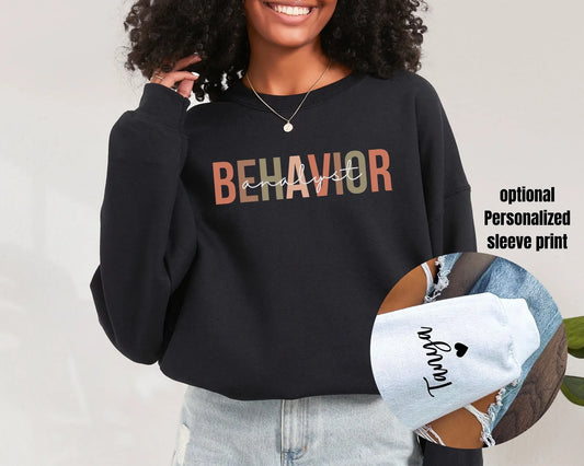 Personalized Minimalist Behavior Analyst Sweatshirt, Boho BCBA crewneck, gift for bcba