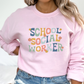 Retro School Social Worker Floral Sweatshirt, School LCSW Graphic Crewneck, Gift for School Social Worker, Gilden