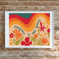 Progress Is Not Linear Poster | Retro Groovy Classroom Print | Hand-drawn Special Education Decor | Boho Floral Motivational Print