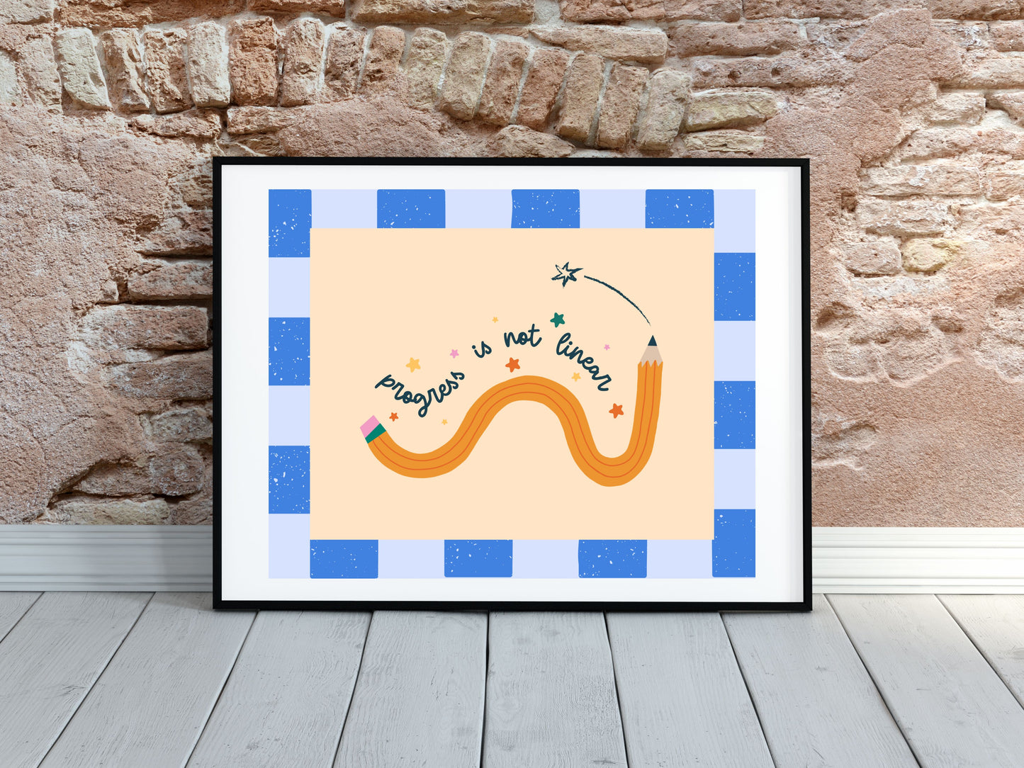 Progress Is Not Linear Poster | Hand-Drawn Pencil Wall Art Print | Teacher Classroom Decor | Special Education Gift | BCBA RBT Therapist Print
