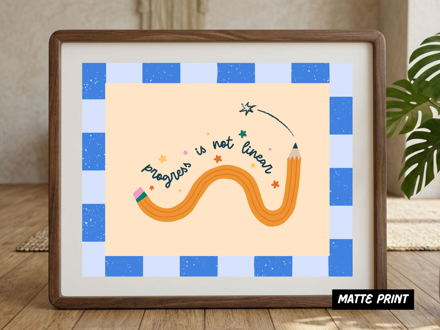 Progress Is Not Linear Poster | Hand-Drawn Pencil Wall Art Print | Teacher Classroom Decor | Special Education Gift | BCBA RBT Therapist Print