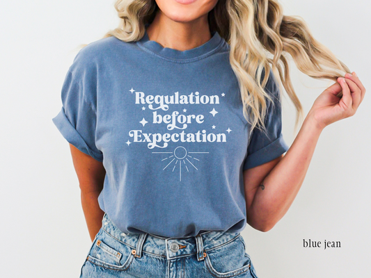 Regulation Before Expectation Shirt, RBT ABA, SLP, OT, Sped Teacher Shirt, Comfort Colors® 1717