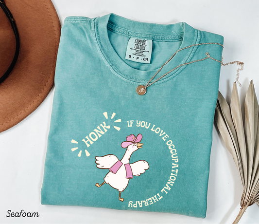 Honk If You Love Occupational Therapy Shirt, Goose OT T-Shirt, Cute OT Gift for Therapists, Students, Clinicians