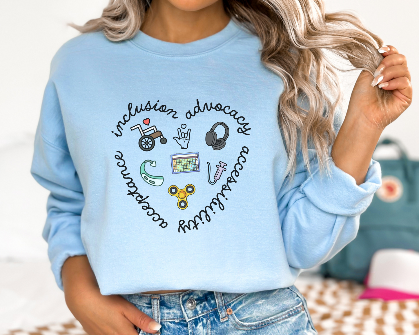 Inclusion and Advocacy Heart Sweatshirt, Disability Acceptance Crewneck, Gift for Special Education Teacher, Comfort Colors 1717