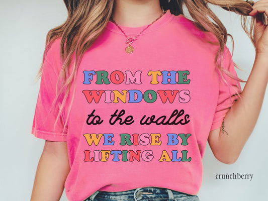 We Rise by Lifting All, Inclusive Teacher T-Shirt, Equity & Kindness Graphic Tee